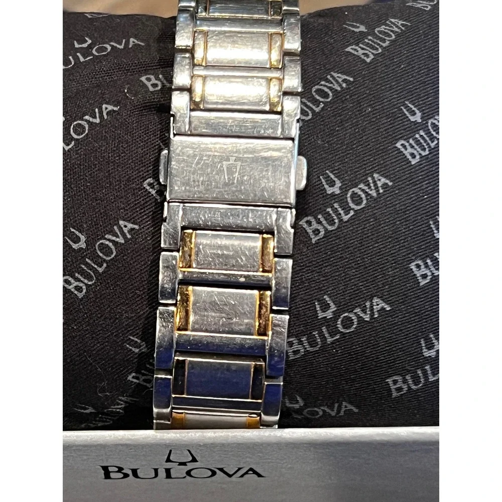 Bulova Two-Tone Silver Gold Dress‎ Watch Stainless Steel Water Resistant C937521